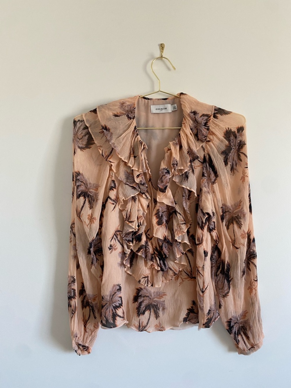 Coach Silk Ruffle Front Blouse | Size 4 - Picture 6 of 9